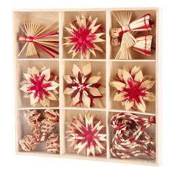 Strohsortiment, X-Mas, 18 tlg. in Holzbox