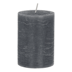 Rustic Pillar Candle, Gray, M, approx. 7x10 cm