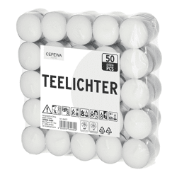 White tea lights, pack of 50