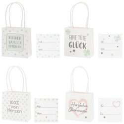 Gift Bag with Sayings, 4/sheet, approx. 10x10 cm