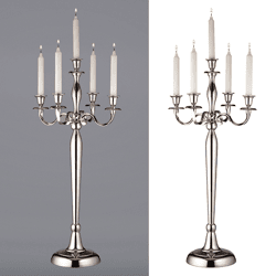 Candlestick 5 arm, silver, ca.80cmH