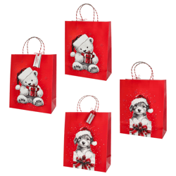 Geschenktüte Weihnachten, Hund u. Bär, 2/s, L,ca.32cmH