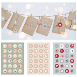Aufkleber Set Adventskalender Style, 24teilig, 3/s