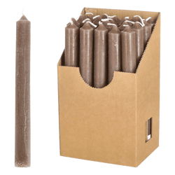 Stabkerze, Braun, Rustic, 20 Stk im Display, 20cmH