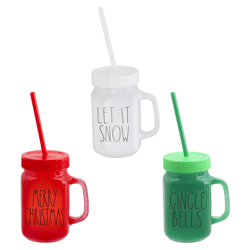 Christmas-Themed Glass with Sayings, 3/s, approx. 450 ml