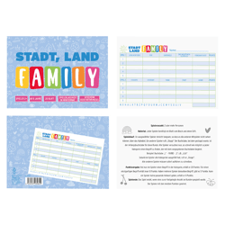 Spiele Block Stadt Land Family, 20 Blatt, 15x10cm