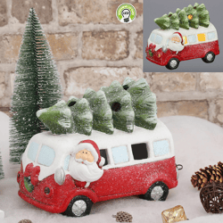 Bus with Christmas tree with LED light, approx. 21cm