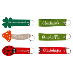 Schlüsselband Glück, Filz mit Druck, 6/s