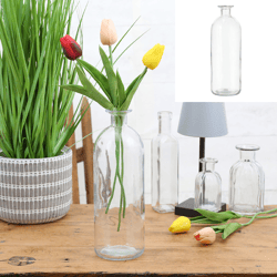 Vase, glass, bottle, round, L, ca.8,5x26cmH