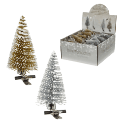 Weihnachtsbaum glitzer, mit Clip, ca. 8cmH, 2/s