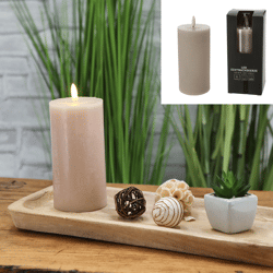 LED candle, New Flame, rusty, gray, L, 7,5x15cmH