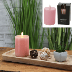 LED candle, New Flame, rusty, pink, S, 7,5x10cmH