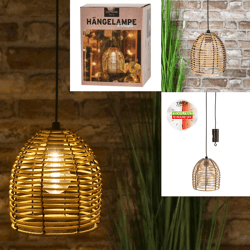 Rattan LED Pendant Light, Outdoor, approx. 16 cm in diameter