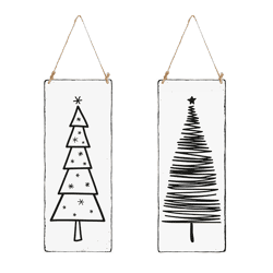 Blechschild Tannenbaum s/w, 2/s, 10x25cm