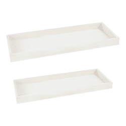 Holztablett, rechteckig, weiß, 2er Set
