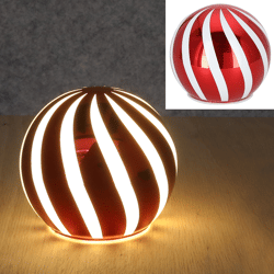 LED Kugel zum Stellen, M, rot/weiß, 12cmD