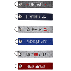 Lanyard sayings, felt with print, 6/s Sort. 1 approx. 18cm 