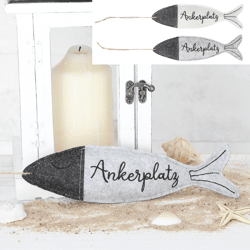 Felt Fish Decoration, Anchor Point 2/s, approx. 24 cm x 7 cm 