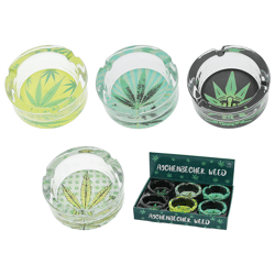 Aschenbecher Weed, Glas, 4/s, ca. 8cmD