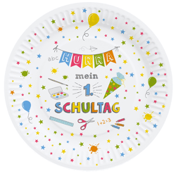 Pappteller Hurra Schule, 8er Set, ca. 23cmD