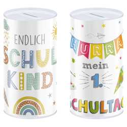 Spardose Schulanfang, 2/s, 8,5x11,5cm