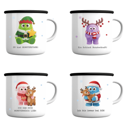 Becher Metall mit Henkel, Mutmacher, XMAS, 4/s