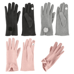 Damen Handschuhe Bommel mit Touch
