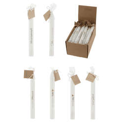 Stick candle with saying, 19x2 cm, 6 per set