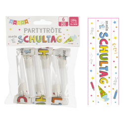 Partytröte Schulanfang, 6er Set, ca. 16cmH