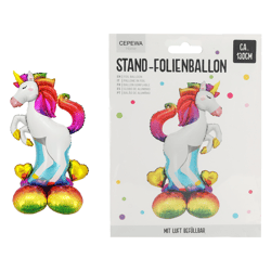 Folienballon stehend Einhorn, ca. 130cmH