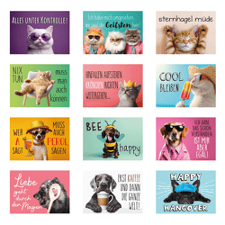 Magnet Hund und Katze, 12/s , 9x6,5cm