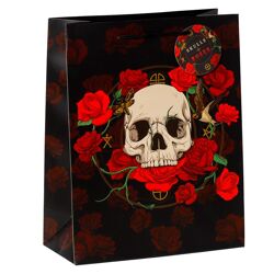 Skulls & Roses Totenkopf rote Rosen Geschenktasche - (L) (pro Stück) 