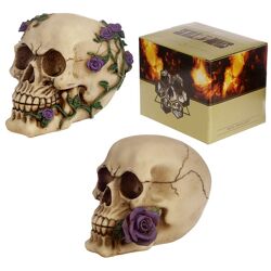 Skull and Bones Totenkopf mit lila Rosen 