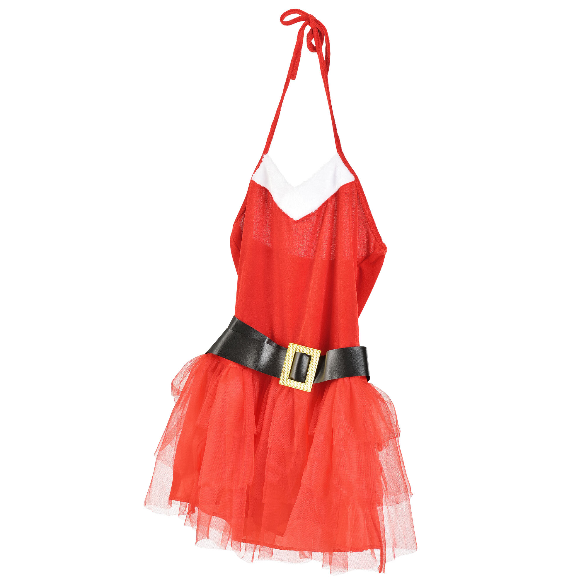 En.casa Weihnachtskostüm Für Frauen – 3-teilig (Kleid, Mütze, Gürtel), Rot/weiß, Größe 36-42
